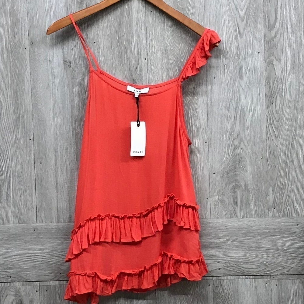 Ro & De Ruffle Detail Tank Top Pink BB275